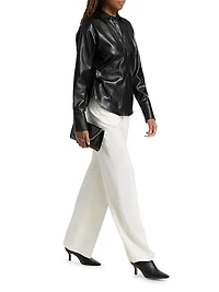 Leah Faux-Leather Button-Front Shirt