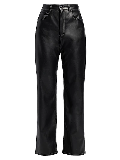 Shea Faux Leather Straight-Leg Pants