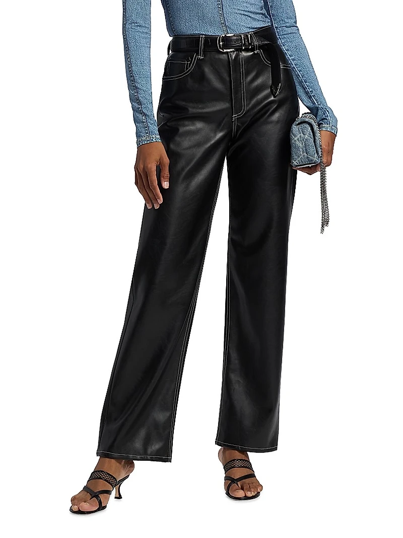 Shea Faux Leather Straight-Leg Pants