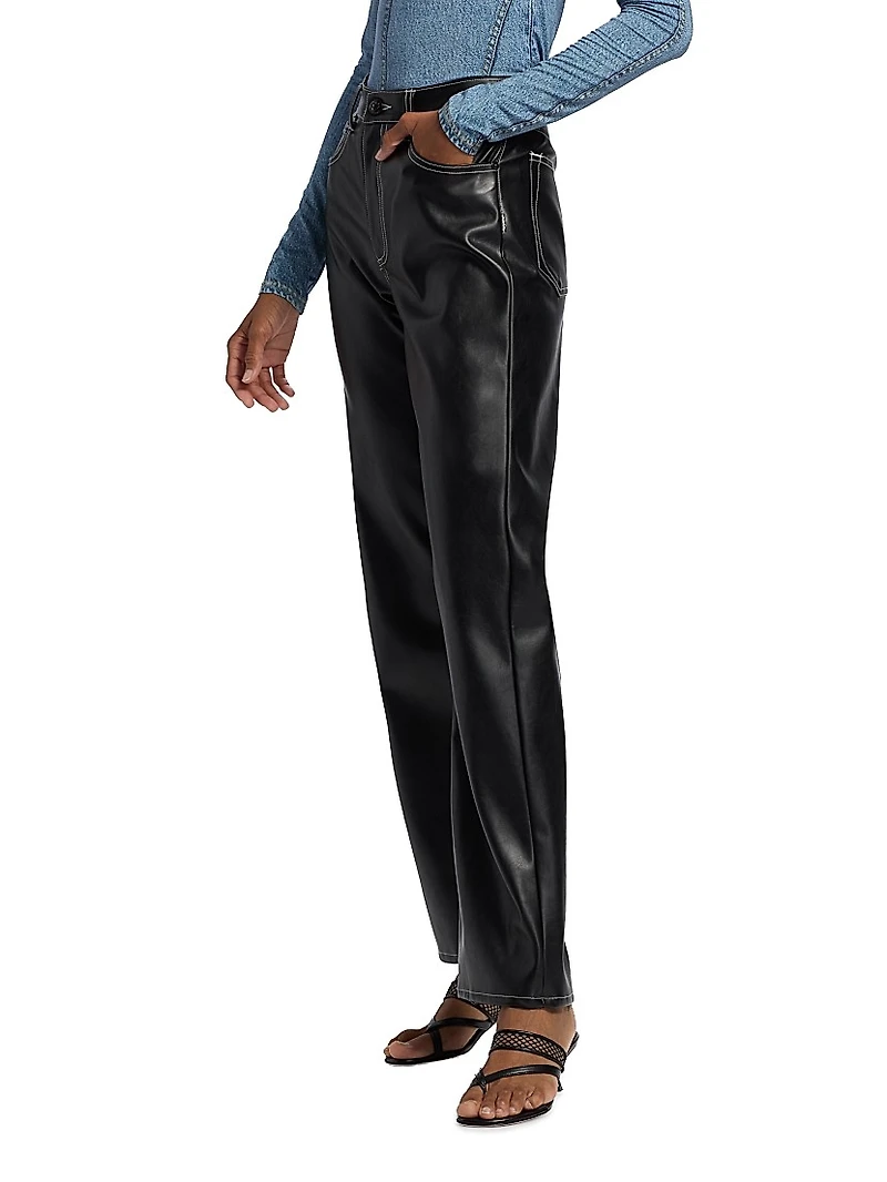 Shea Faux Leather Straight-Leg Pants