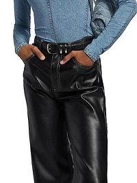 Shea Faux Leather Straight-Leg Pants
