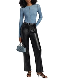 Shea Faux Leather Straight-Leg Pants