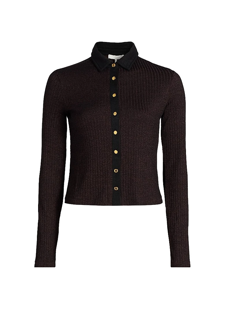 Contrast Collar Slim-Fit Cardigan
