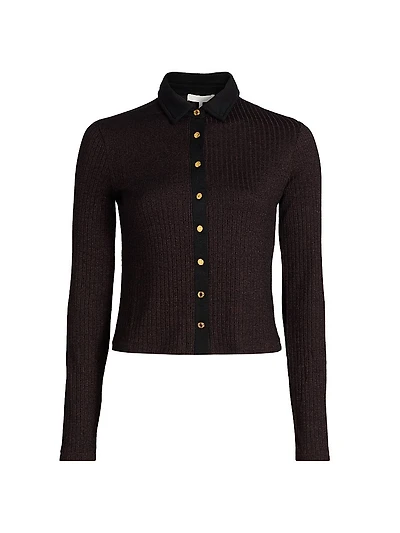 Contrast Collar Slim-Fit Cardigan