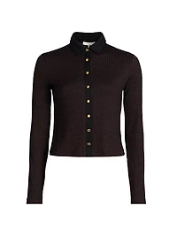 Contrast Collar Slim-Fit Cardigan