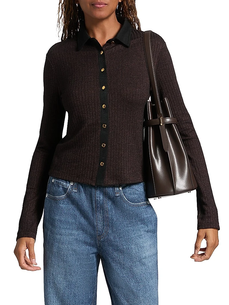 Contrast Collar Slim-Fit Cardigan