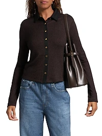 Contrast Collar Slim-Fit Cardigan