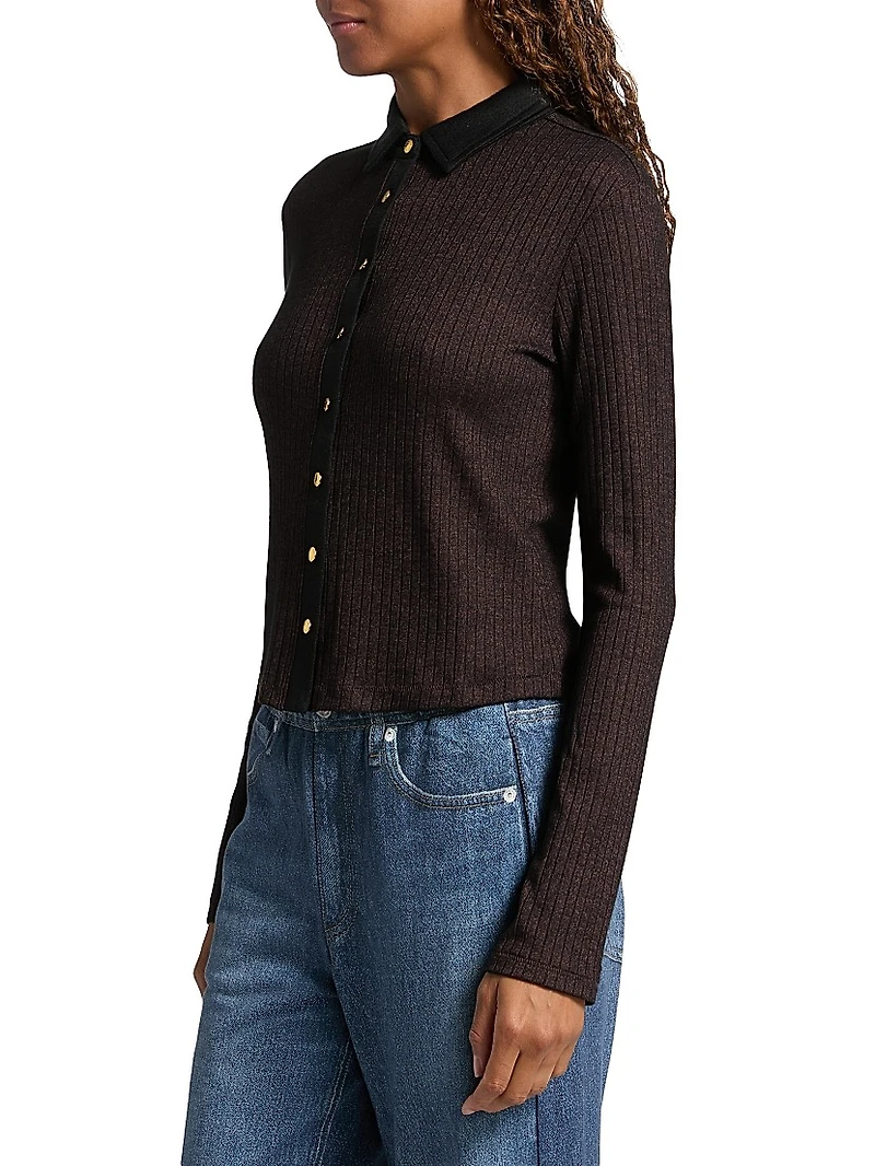 Contrast Collar Slim-Fit Cardigan