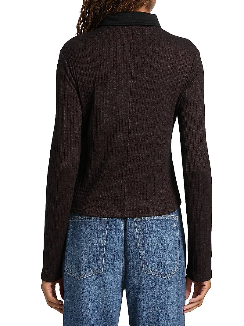 Contrast Collar Slim-Fit Cardigan
