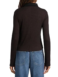 Contrast Collar Slim-Fit Cardigan