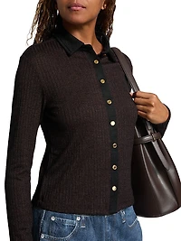 Contrast Collar Slim-Fit Cardigan