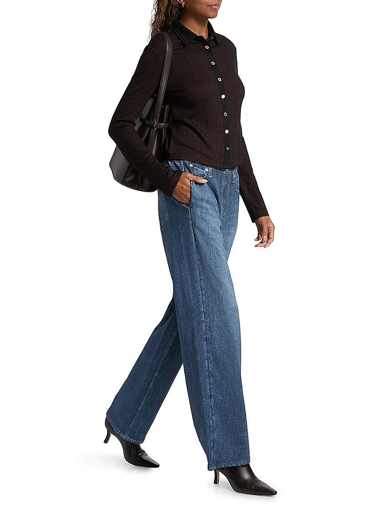 Contrast Collar Slim-Fit Cardigan