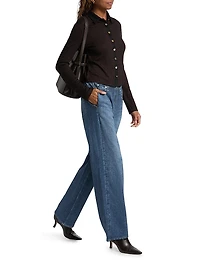 Contrast Collar Slim-Fit Cardigan