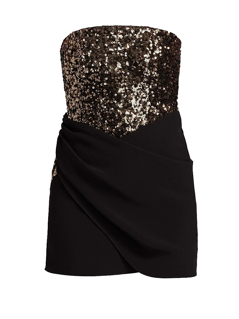 Sequined Crepe Strapless Minidress
