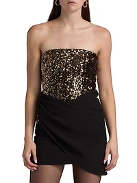 Sequined Crepe Strapless Minidress