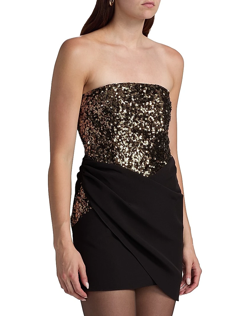 Sequined Crepe Strapless Minidress