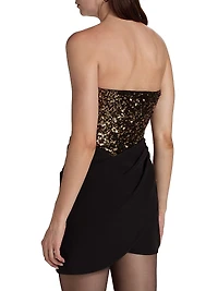 Sequined Crepe Strapless Minidress