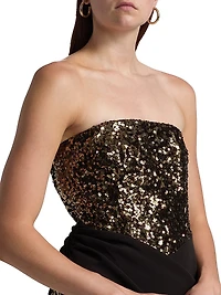 Sequined Crepe Strapless Minidress