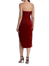 Ruffled Velvet Strapless Minidress