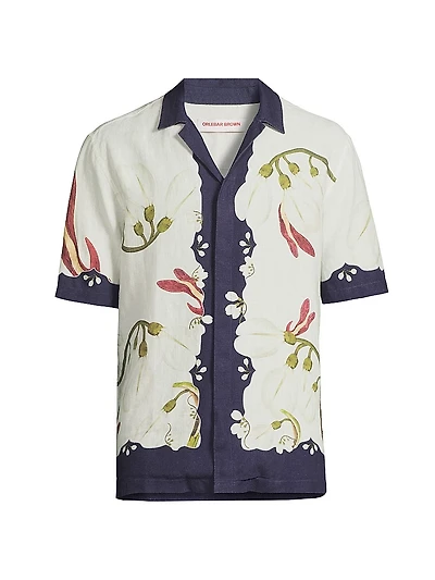 Maitan Orchis Printed Linen Shirt