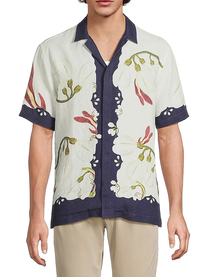 Maitan Orchis Printed Linen Shirt