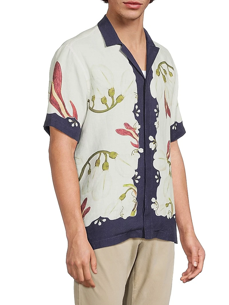 Maitan Orchis Printed Linen Shirt
