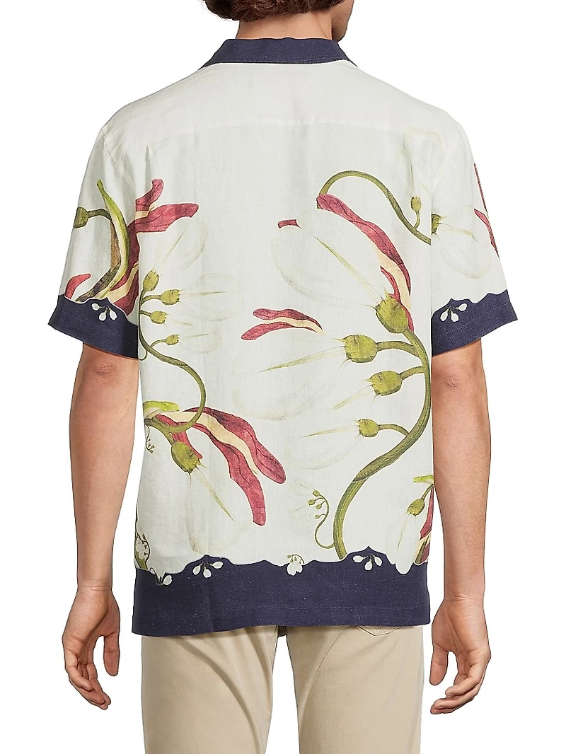 Maitan Orchis Printed Linen Shirt