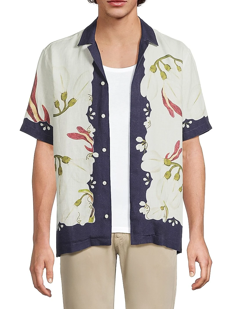 Maitan Orchis Printed Linen Shirt
