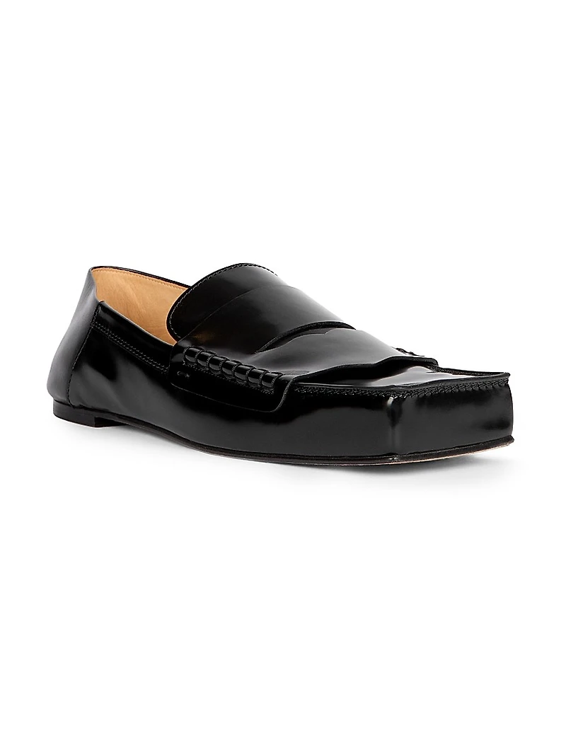Square-Toe Patent Leather Loafers