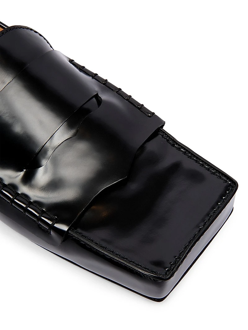 Square-Toe Patent Leather Loafers