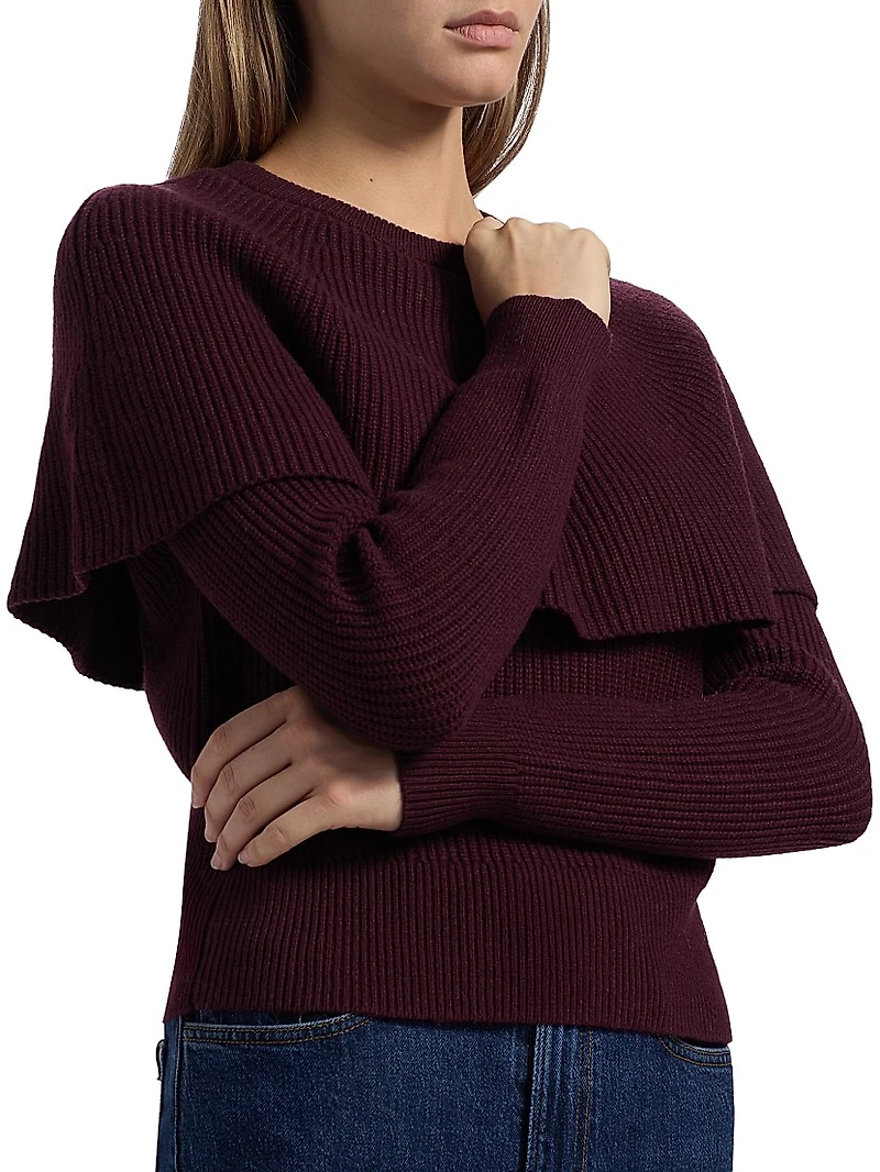Delphine Ribbed Merino Wool-Blend Sweater