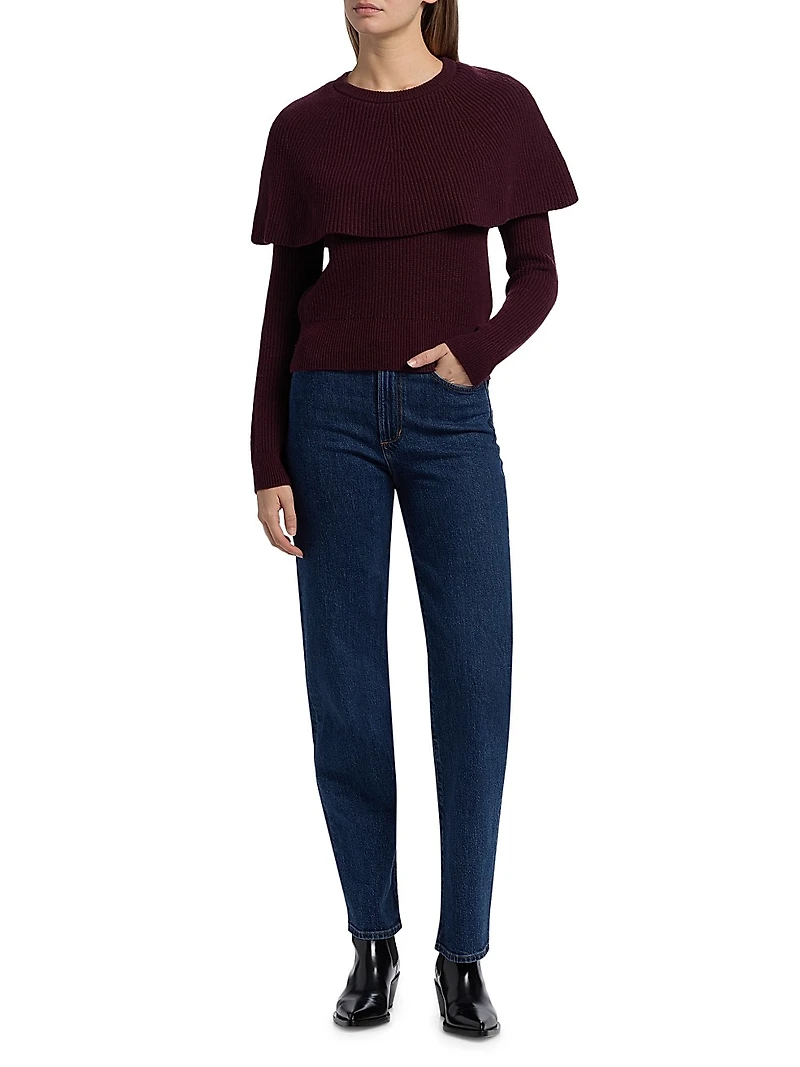 Delphine Ribbed Merino Wool-Blend Sweater