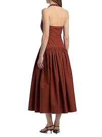 Nora Halterneck Stretch-Cotton Midi-Dress