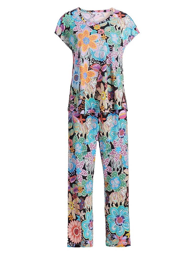 Bobbie Floral Cotton-Blend Crop Pajamas
