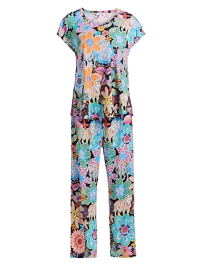 Bobbie Floral Cotton-Blend Crop Pajamas