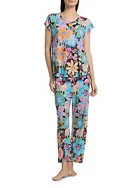 Bobbie Floral Cotton-Blend Crop Pajamas