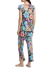 Bobbie Floral Cotton-Blend Crop Pajamas