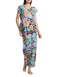 Bobbie Floral Cotton-Blend Crop Pajamas