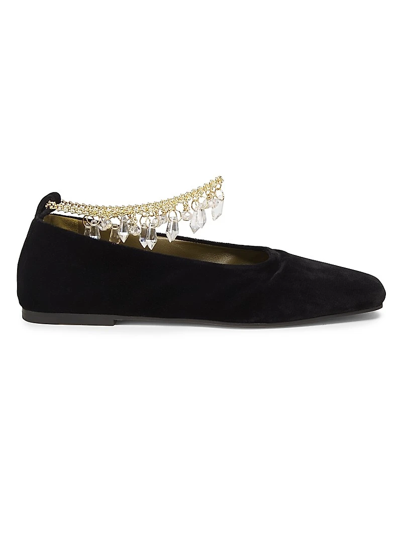 Augusta Chain Velvet Ballet Flats