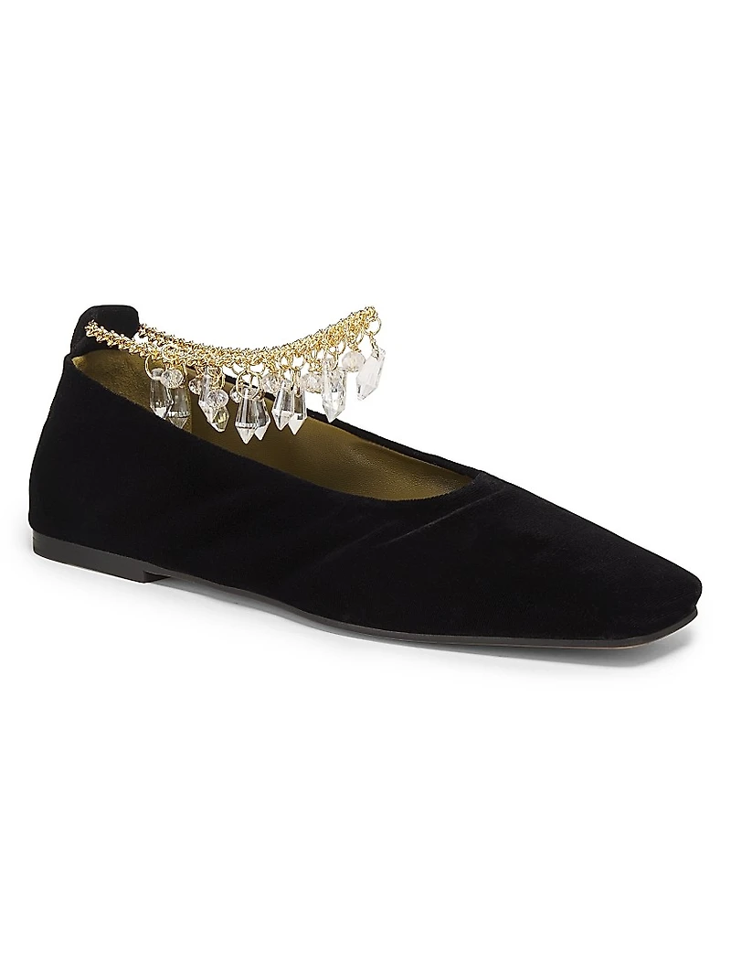 Augusta Chain Velvet Ballet Flats