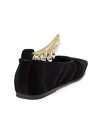 Augusta Chain Velvet Ballet Flats