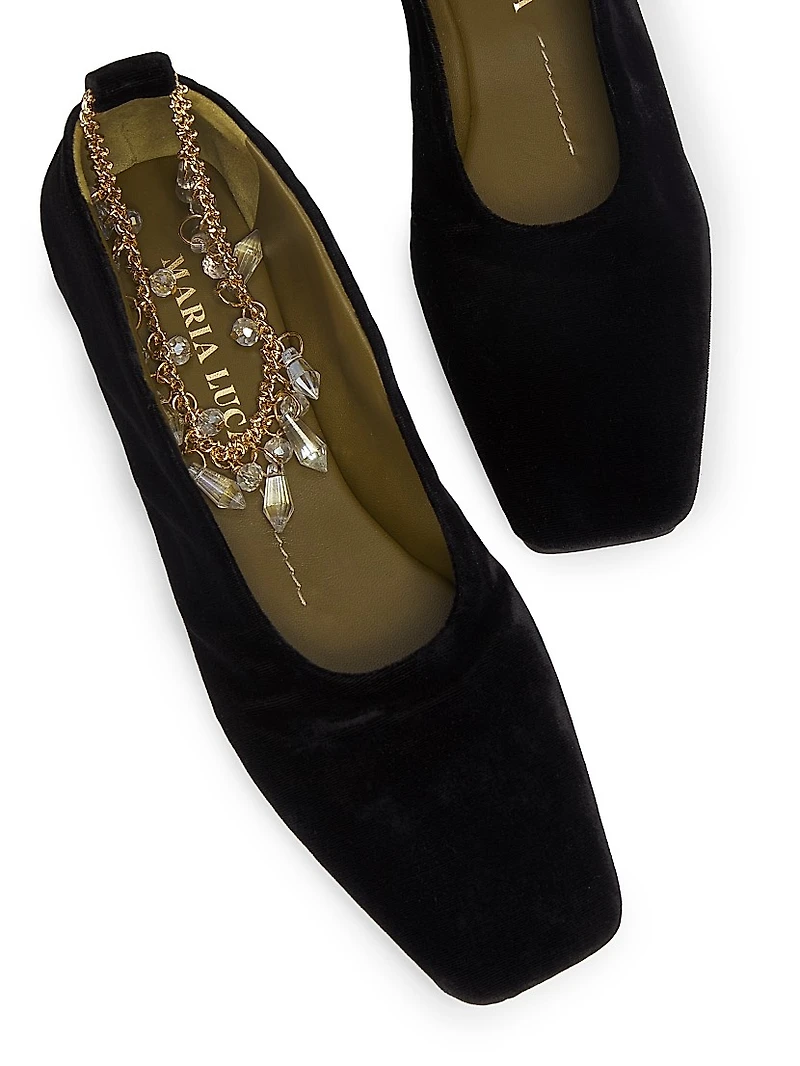 Augusta Chain Velvet Ballet Flats
