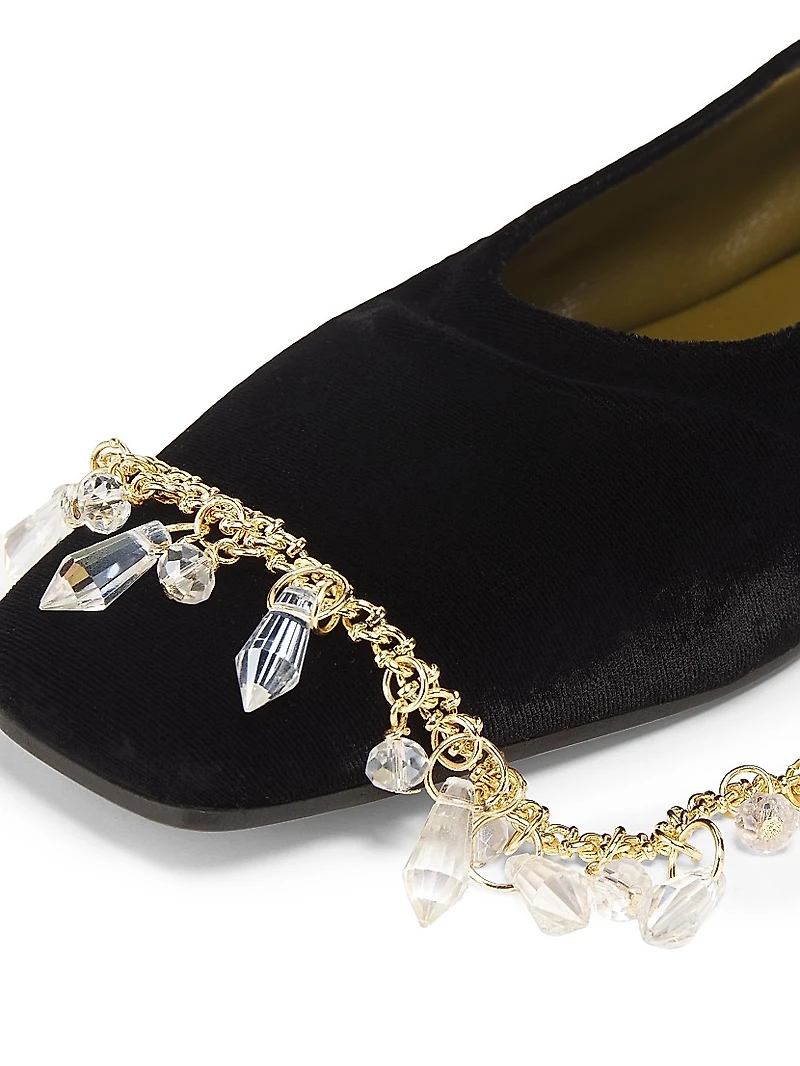 Augusta Chain Velvet Ballet Flats