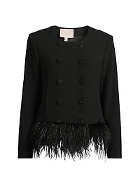 Malina Feather-Trimmed Double-Breasted Jacket