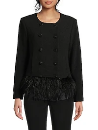 Malina Feather-Trimmed Double-Breasted Jacket