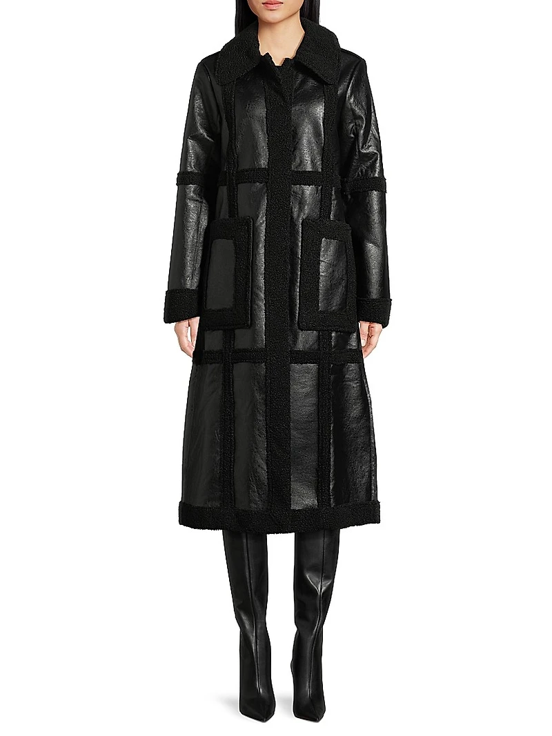 Ozzie Faux Leather & Sherpa Coat