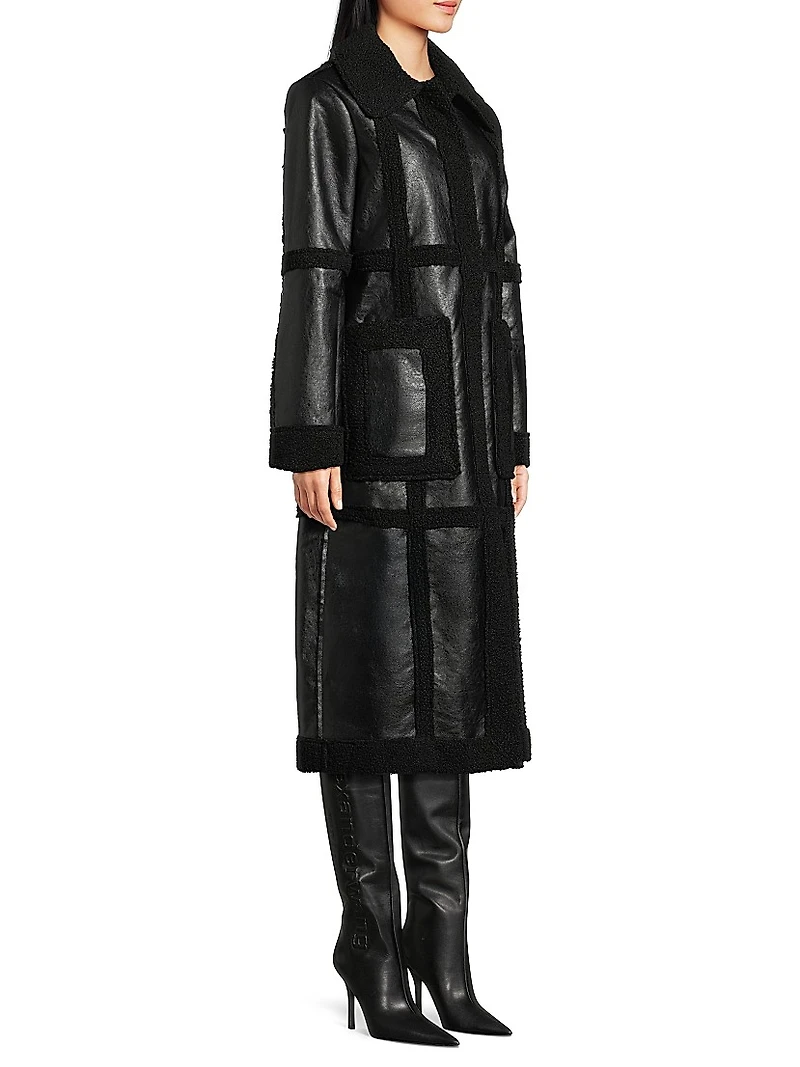 Ozzie Faux Leather & Sherpa Coat