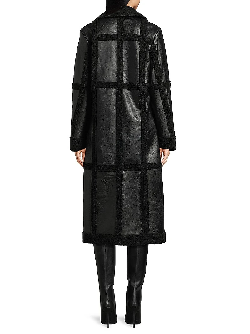 Ozzie Faux Leather & Sherpa Coat