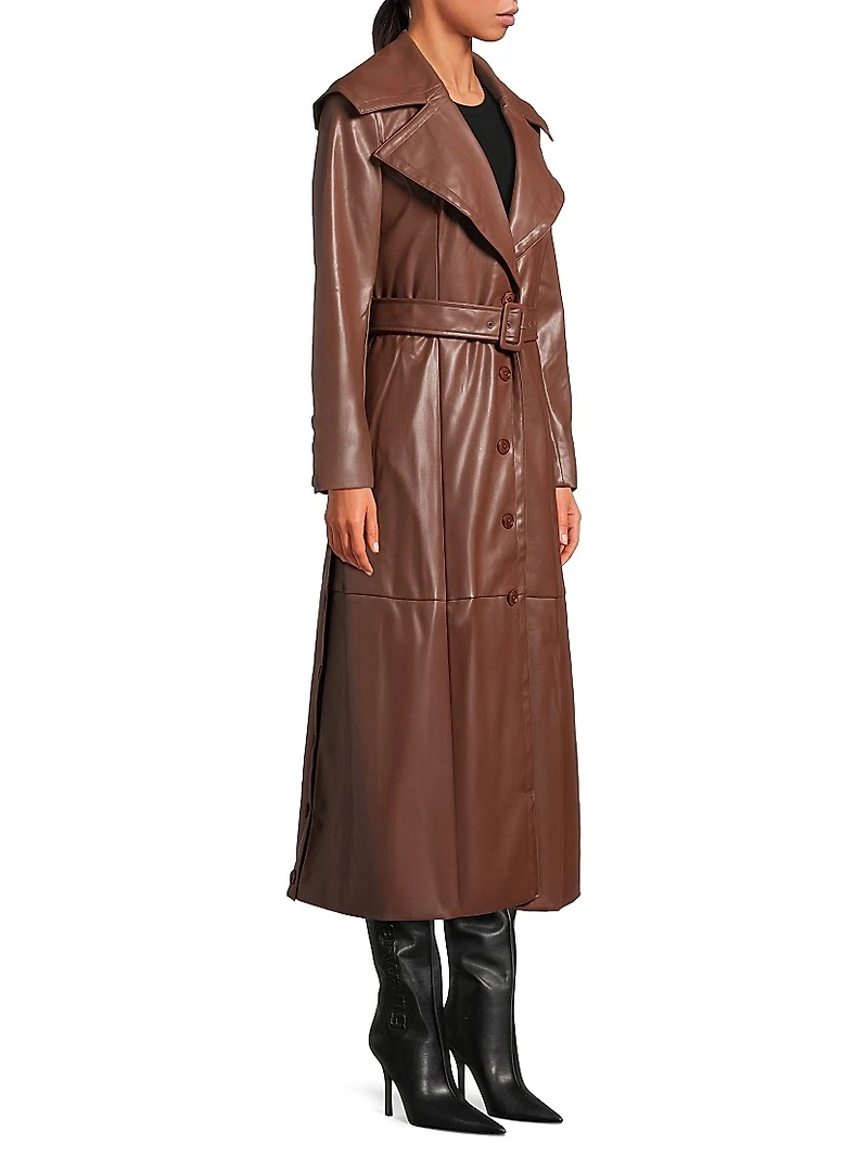 Reed Faux Leather Belted Coat