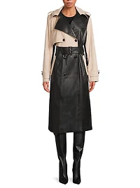 Stasia Faux Leather Trench Coat